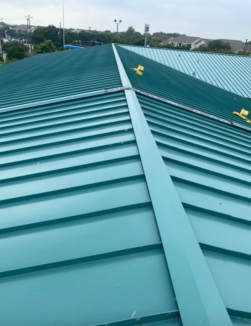 Green commercial metal roof ridge and valley for Metal Roof Repair in Loganville